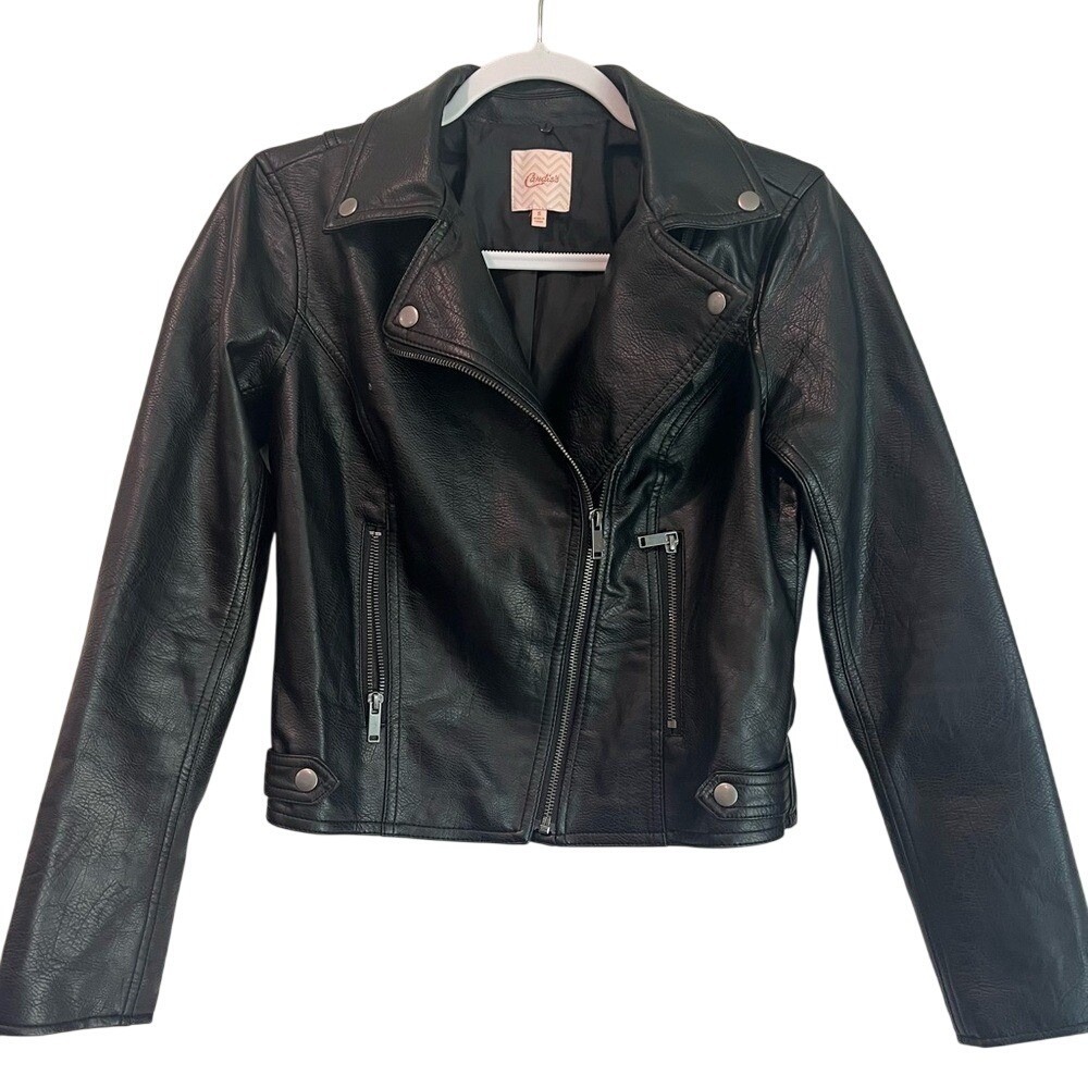 Candie's Y2K Women's Black Leather Jacket Bikercore